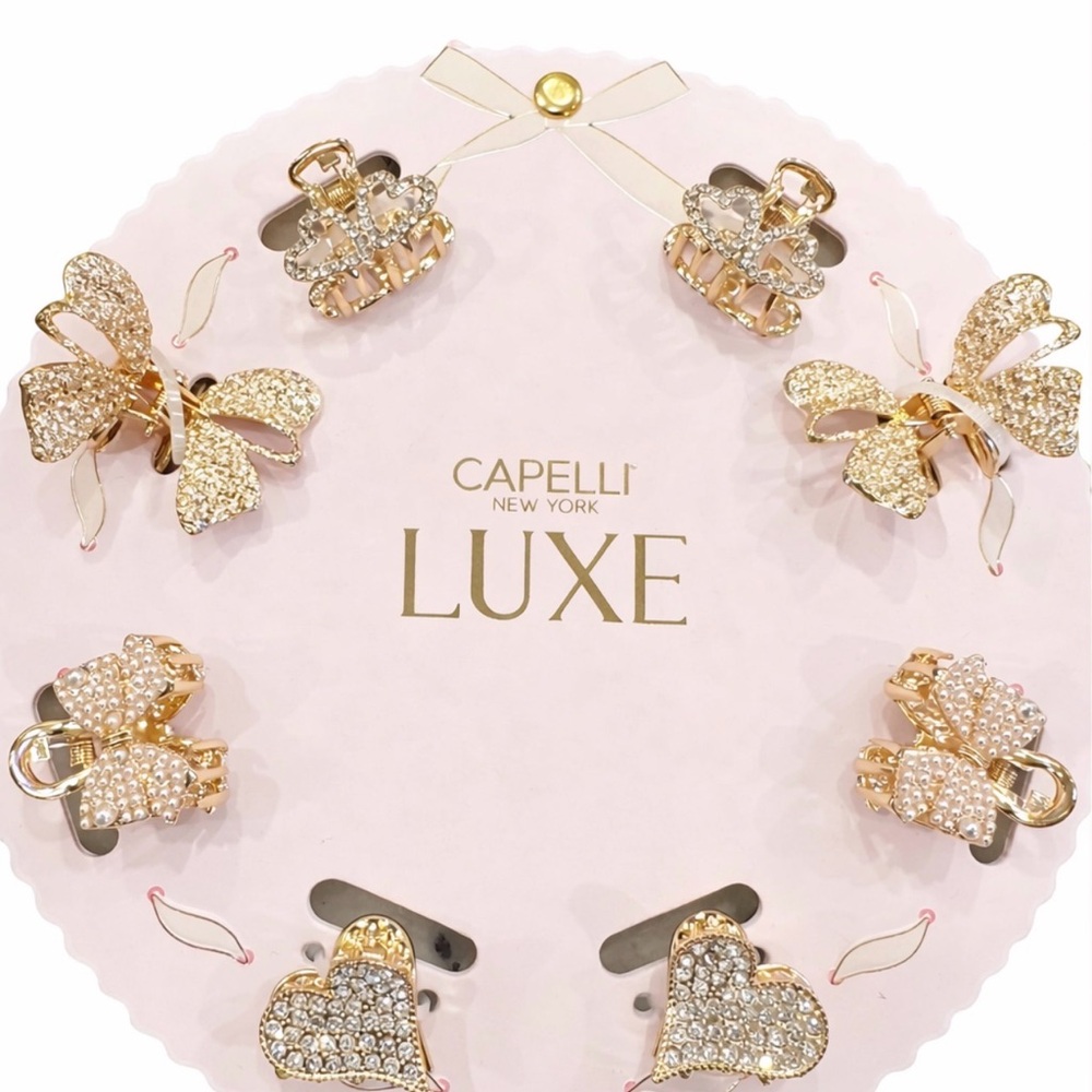 SOLD-Capelli of New York Luxe Gold and Silver Rhinestone Luxe Hair Claw Clips